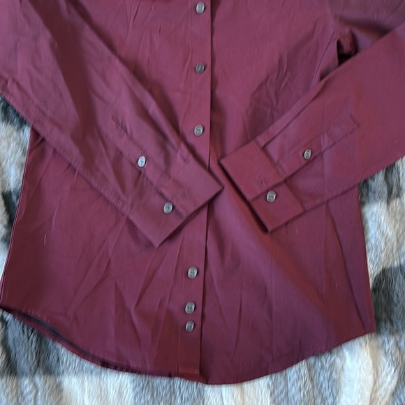 Calvin Klein Slim Fit Stretch Button Up Shirt |Size 14| Maroon Office-to-Weekend - Picture 2 of 4